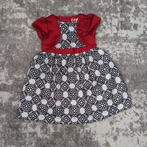 Black & White Dress with Red Shrug | 24M